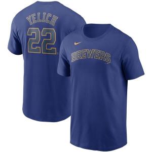 MLB クリスチャン・イエリッチ ミルウォーキー・ブリュワーズ Tシャツ ネーム & ナンバー ナイキ/Nike ロイヤル｜mlbshop