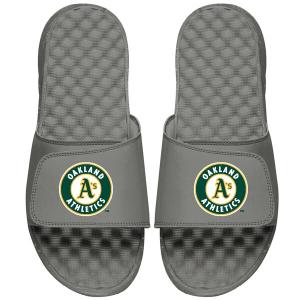 MLB オークランド・アスレチックス サンダル/シューズ Primary Logo Slide Sandals ISlide グレー｜mlbshop