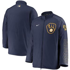 MLB ミルウォーキー・ブリュワーズ ジャケット/アウター Authentic Collection Dugout Full-Zip Jacket ナイキ/Nike ネイビー｜mlbshop