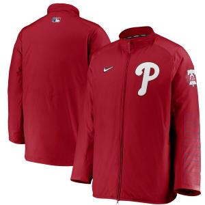 MLB フィラデルフィア・フィリーズ ジャケット/アウター Authentic Collection Dugout Full-Zip Jacket ナイキ/Nike レッド｜mlbshop