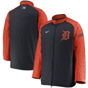 MLB デトロイト・タイガース ジャケット/アウター Authentic Collection Dugout Full-Zip Jacket ナイキ/Nike ネイビー/オレンジ｜mlbshop