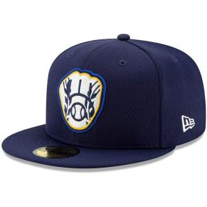 ブリュワーズ キャップ ニューエラ New Era 59FIFTY Fitted Hat MLB 2021スプリングトレーニング ネイビー 21nrs｜mlbshop