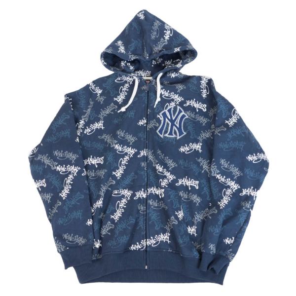 ヤンキース パーカー MLB Stiches ネイビー Team Logo Full-Zip Hoo...