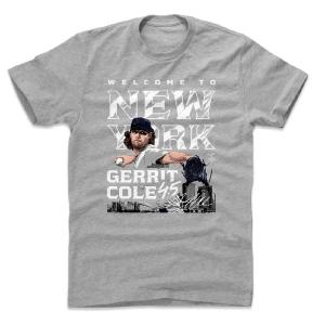 ゲリット・コール Tシャツ MLB ヤンキース Welcome To New York T-Shirt 500Level ヘザーグレー｜mlbshop