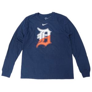 MLB タイガース Tシャツ Angle Logo Long Sleeve T-Shirt ナイキ/Nike ネイビー｜mlbshop