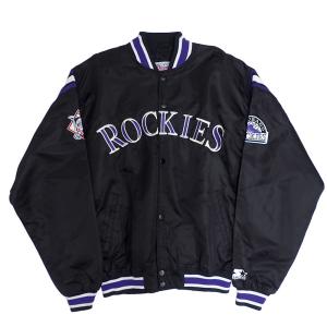 MLB ロッキーズ スタジャン ダイアモンド コレクシション Authentic Diamond Collection ジャケット STARTER ブラック 2212msg｜mlbshop