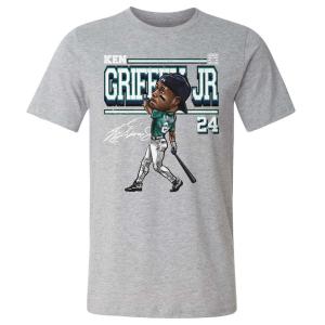 MLB ケン・グリフィー・ジュニア マリナーズ Tシャツ  Derby Cartoon WHT T-Shirt 500Level ヘザーグレー｜mlbshop