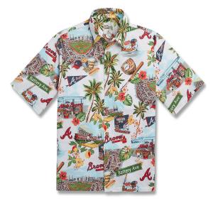 MLB ブレーブス アロハシャツ ハワイアン Scenic Aloha Shirt レインスプーナー Reyn Spooner｜mlbshop