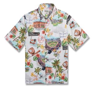 MLB ヤンキース アロハシャツ ハワイアン Scenic Aloha Shirt レインスプーナー Reyn Spooner｜mlbshop