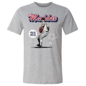 MLB グレッグ・マダックス ブレーブス Tシャツ Atlanta Retro Script WHT 500LEVEL ヘザーグレー｜mlbshop