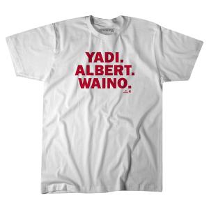 【海外限定版】MLB プポルス ウェインライト モリーナ カージナルス Tシャツ Yadi. Albert. Waino. T-Shirt BreakingT ホワイト｜mlbshop