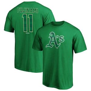 MLB 藤浪晋太郎 アスレチックス Tシャツ ネーム＆ナンバー T-Shirt Fanatics グリーン｜mlbshop