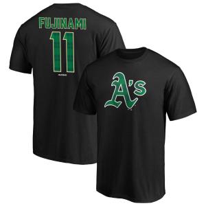 MLB 藤浪晋太郎 アスレチックス Tシャツ ネーム＆ナンバー T-Shirt Fanatics ブラック｜mlbshop