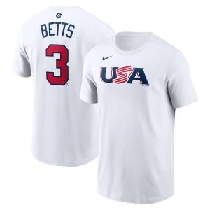 WBC ムーキー・ベッツ アメリカ代表 USA Tシャツ 2023 World Baseball Classic ネーム＆ナンバー T-Shirt ナイキ/Nike ホワイト｜mlbshop