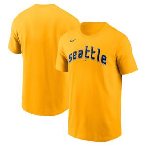 MLB マリナーズ Tシャツ 2023 シティーコネクト City Connect Wordmark T-Shirt ナイキ/Nike ゴールド｜mlbshop