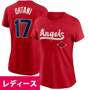 MLB 大谷翔平 エンゼルス Tシャツ レディース ウィメンズ シティーコネクト City Connect ネーム＆ナンバー ナイキ/Nike レッド｜mlbshop