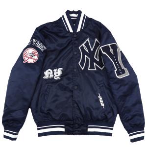 MLB ヤンキース ジャケット Remix Varsity フルジップ Jacket Pro Standard ネイビー/ホワイト｜mlbshop