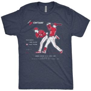 【海外限定版】MLB 大谷翔平 エンゼルス Tシャツ Ohtani Is A Cheat Code T-Shirt RotoWear ネイビー｜mlbshop