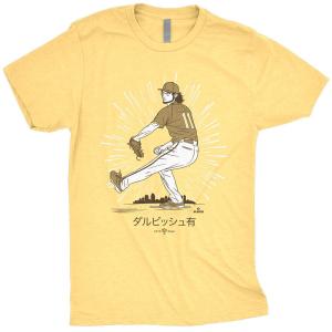 【海外限定版】MLB ダルビッシュ有 パドレス Tシャツ アニメ Anime Yu T-Shirt RotoWear Banana Yellow｜mlbshop