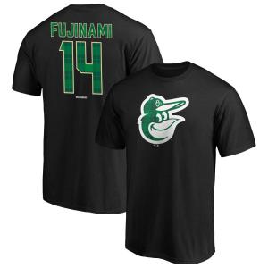 MLB 藤浪晋太郎 オリオールズ Tシャツ Emerald Plaid ネーム＆ナンバー T-Shirt Fanatics Branded ブラック｜mlbshop