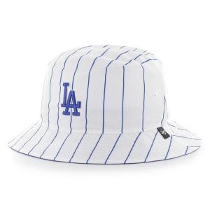 MLB ドジャース バケットハット キャップ Pinstriped Bucket 47Brand ホワイト ロイヤル｜mlbshop