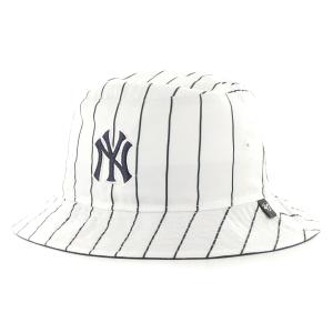 MLB ヤンキース バケットハット キャップ Pinstriped Bucket 47Brand ホワイト ネイビー｜mlbshop