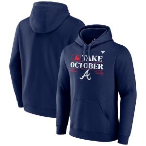 MLB ブレーブス パーカー 2023 ポストシーズン プレーオフ ロッカールーム Pullover Hoodie Fanatics Branded ネイビー｜mlbshop