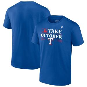 MLB レンジャーズ Tシャツ 2023 ポストシーズン プレーオフ ロッカールーム T-Shirt Fanatics Branded ロイヤル｜mlbshop