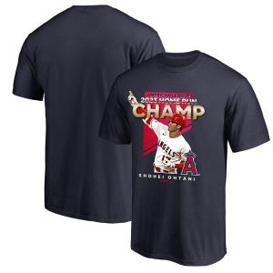 MLB 大谷翔平 エンゼルス Tシャツ 2023 AL HR Champion T-Shirt アメリカンリーグ ホームラン王 Fanatics ネイビー｜mlbshop