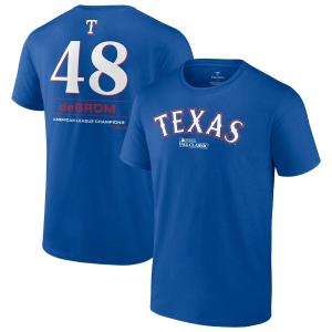 MLB ジェイコブ・デグロム レンジャーズ Tシャツ 2023 アメリカンリーグ 優勝記念 Player Name & Number  Fanatics Branded ロイヤル｜mlbshop