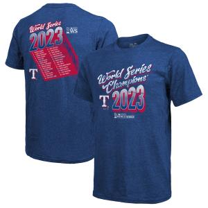 MLB レンジャーズ Tシャツ 2023 ワールドシリーズ 優勝記念 Champions Life Of The Party Roster マジェスティック/Majestic ロイヤル｜mlbshop