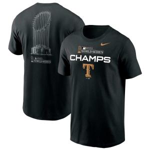 MLB レンジャーズ Tシャツ 2023 ワールドシリーズ 優勝記念 Champions Trophy ナイキ/Nike ブラック｜mlbshop