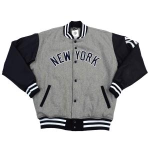 MLB ヤンキース ジャケット PU Melton アウター Fanatics グレー 
