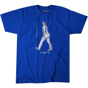 【海外限定版】MLB 大谷翔平 ドジャース Tシャツ LA バットフリップ T-Shirt BreakingT ロイヤル｜mlbshop