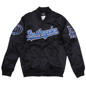 MLB ドジャース ジャケット 2601 - MEN'S SATIN JACKET (Shest Los Angeles) Pro Standard プロスタンダード ブラック｜mlbshop