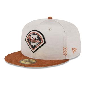 MLB フィリーズ キャップ 2024 クラブハウス Clubhouse 59FIFTY Fitted Hat ニューエラ/New Era ストーン ブラウン｜mlbshop