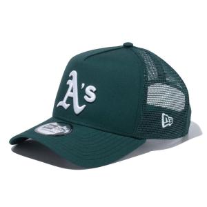 MLB アスレチックス キャップ 9FORTY A-Frame Trucker Typewriter ニューエラ/New Era ダークグリーン｜mlbshop