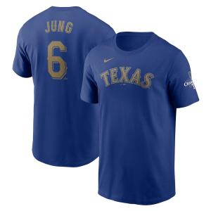 MLB ジョシュ・ヤン レンジャーズ Tシャツ 2024ゴールドコレクション WS優勝  ネーム＆ナンバー ナイキ/Nike ロイヤル｜mlbshop