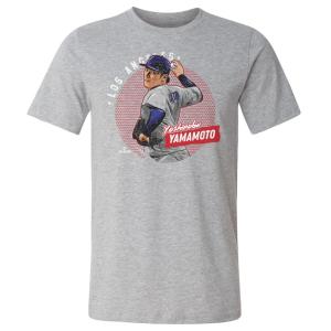 MLB 山本由伸 ドジャース Tシャツ Los Angeles D Dots WHT T-Shirt 500Level ヘザーグレー｜mlbshop