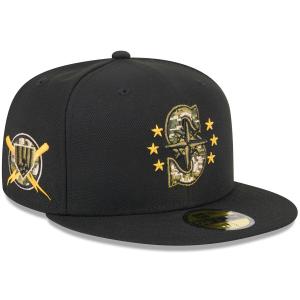 MLB マリナーズ キャップ 【海外版】 2024 アームドフォースデー On-Field 59FIFTY Fitted Hat ニューエラ/New Era ブラック｜mlbshop