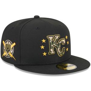 MLB ロイヤルズ キャップ 【海外版】 2024 アームドフォースデー On-Field 59FIFTY Fitted Hat ニューエラ/New Era ブラック｜mlbshop