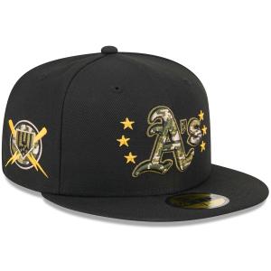 MLB アスレチックス キャップ 【海外版】 2024 アームドフォースデー On-Field 59FIFTY Fitted Hat ニューエラ/New Era ブラック｜mlbshop