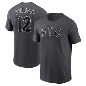 MLB フランシスコ・リンドール メッツ Tシャツ 2024 シティーコネクト Fuse Name & Number T-Shirt ナイキ/Nike グラファイト｜mlbshop