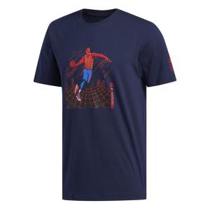 ドノバン・ミッチェル Tシャツ NBA x Marvel マーベル スパイダーマン Spider-Man T-Shirt アディダス Adidas ネイビー｜mlbshop