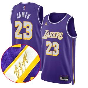 NBA レブロン・ジェームズ レイカーズ ユニフォーム 海外買付カスタム ステートメント スウィングマン Jersey サイン刺繍 ナイキ/Nike