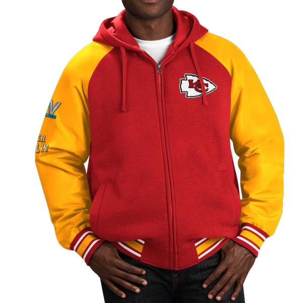 NFL チーフス ジャケット スーパーボウル ラグラン Full-Zip パーカー バーシティ アウ...