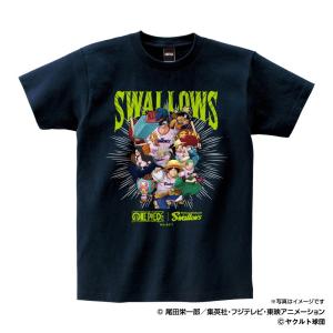 東京ヤクルトスワローズ グッズ Tシャツ ワンピース×スワローズ　Ｔシャツ　（麦わらの一味） Space Age ネイビー｜mlbshop