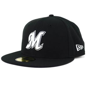 千葉ロッテマリーンズ グッズ キャップ/帽子 Custom 59FIFTY ニューエラ/New Era ブラック/ホワイト 平つば キャップ 特集｜mlbshop