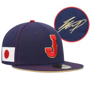 WBC 大谷翔平 日本代表 侍ジャパン キャップ サイン刺繍 2023 World Baseball Classic 59FIFTY ニューエラ/New Era ネイビー｜mlbshop