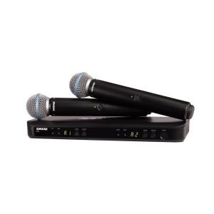 SHURE ワイヤレスマイク BLXデュアルチャンネル ハンドヘルド型 ワイヤレスシステム 2本付属 BLX288J-B58JB｜mlf